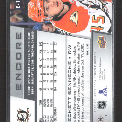 2025 Upper Deck Series 2 Encore Beckett Sennecke #E-127 Blue