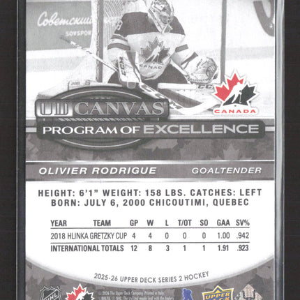 2026 UD Series 2 Canvas Program of Excellence Olivier Rodrigue #C270 Black White