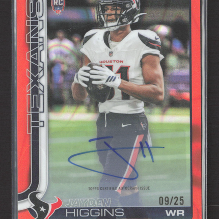 2025 Topps Chrome Jayden Higgins #RA-JHI Orange 09/25 RC Auto