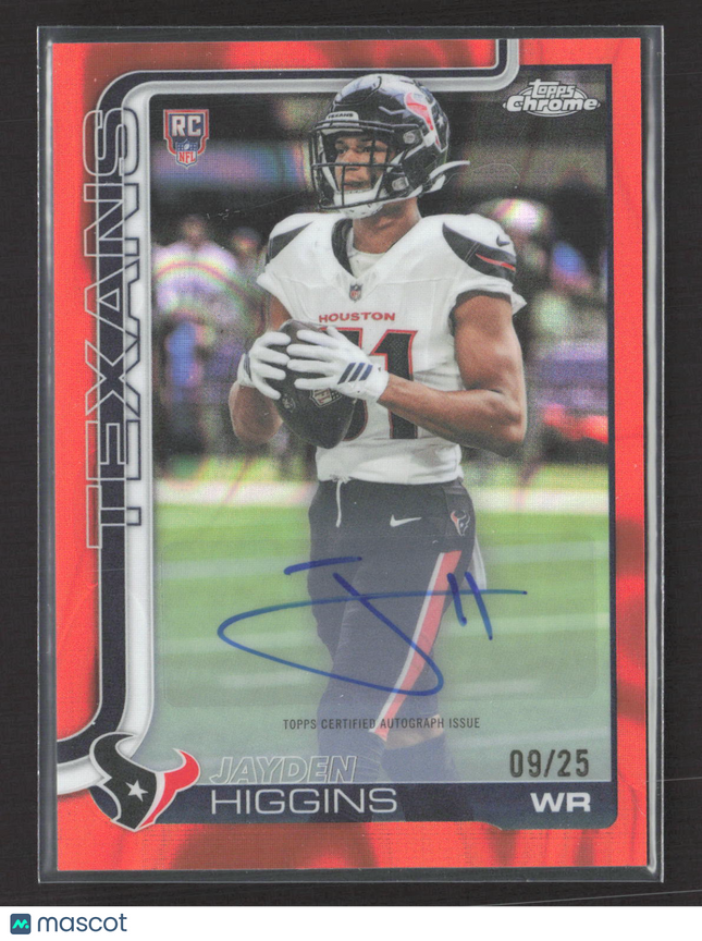 2025 Topps Chrome Jayden Higgins #RA-JHI Orange 09/25 RC Auto