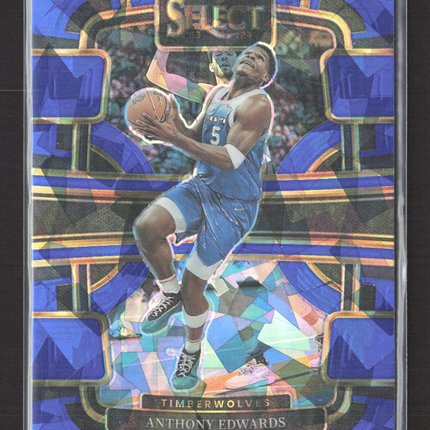 2024 Panini Select Prizm Concourse Anthony Edwards #37 Blue Tectonic