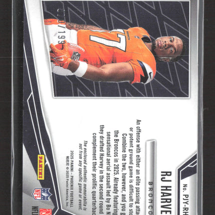 2025 Panini Phoenix Rookie Phenom RJ Harvey #PJY-RHY Jersey Patch RC /199