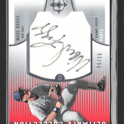 2008 Upper Deck Ultimate Collection Wade Boggs #UJ-WB 06/15 Game-Used Pants Auto