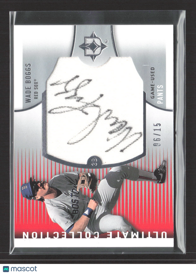 2008 Upper Deck Ultimate Collection Wade Boggs #UJ-WB 06/15 Game-Used Pants Auto