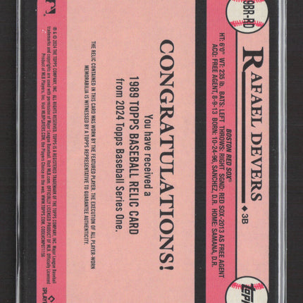2024 Topps 1989 Topps Relic Card Series One Rafael Devers #89BR-RD Jersey