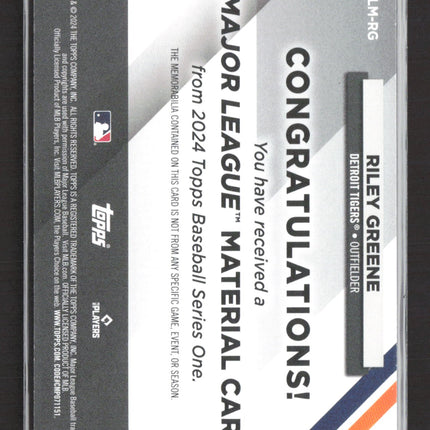 2024 Topps Major League Material Riley Greene #MLM-RG Game-Used Jersey