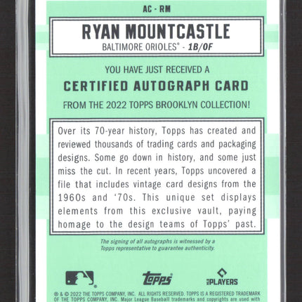 2022 Topps Brooklyn Collection Ryan Mountcastle #AC-RM 08/30 Auto