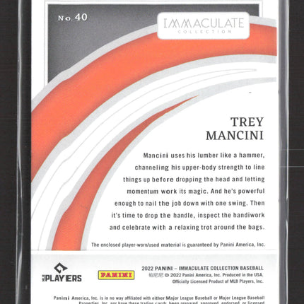 2022 Panini Immaculate Collection Trey Mancini #40 /99 Jersey