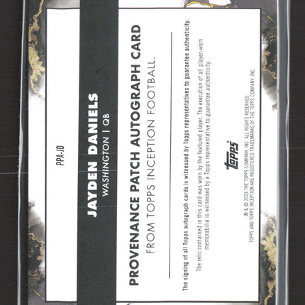 2024 Topps Inception Jayden Daniels #PPA-JD Gold Patch 22/25 RC Auto