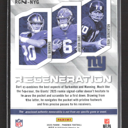 2025 Panini Phoenix Fran Tarkenton Jaxson Dart Eli Manning /199 Triple Patch