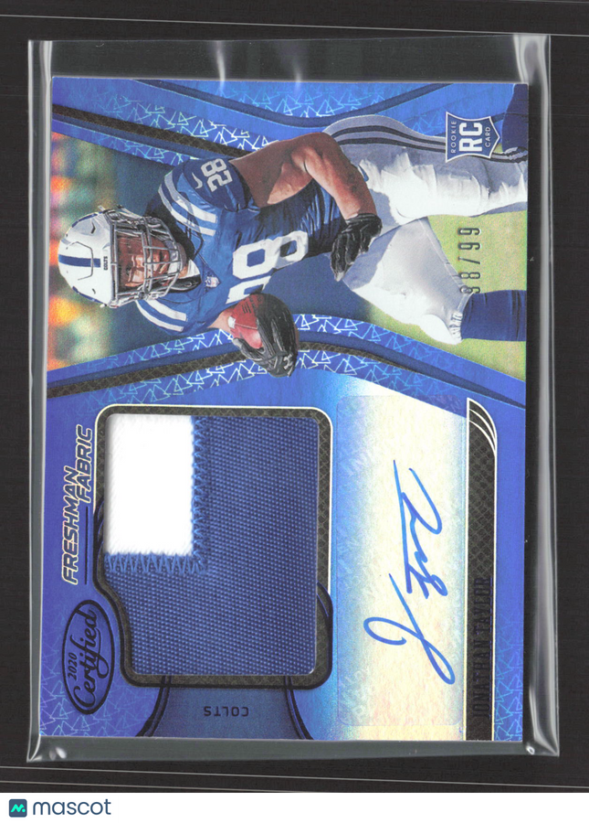 2020 Panini Certified Freshman Fabric Jonathan Taylor #218 Blue 98/99 Patch Auto