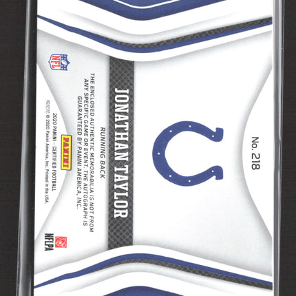 2020 Panini Certified Freshman Fabric Jonathan Taylor #218 Blue 98/99 Patch Auto