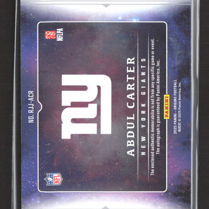 2025 Panini Origins Abdul Carter #RJJ-ACR RC Rookie Jersey Autograph Auto