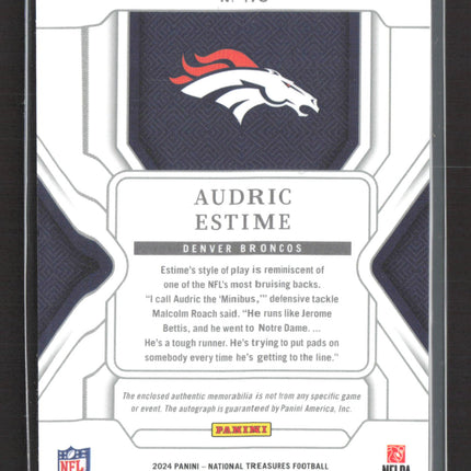 2025 Panini National Treasures Audric Estime #175 RC Patch Auto