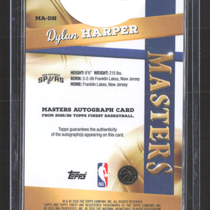 2026 Topps Finest Masters Dylan Harper #MA-DH Gold Refractor 07/35 Auto