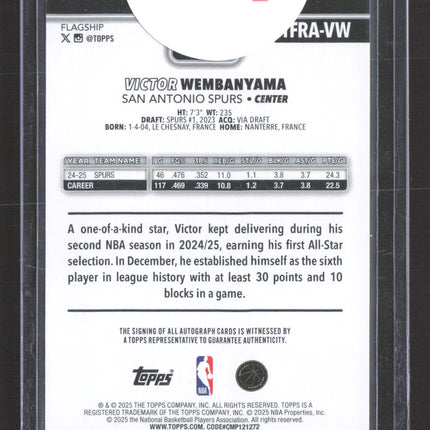 2025 Topps Flagship Victor Wembanyama #FRA-VW Gold 11/50 Real One Auto