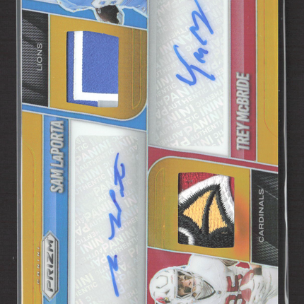 2025 Panini Prizm Football Sam LaPorta Trey McBride 06/10 Gold Patch Auto