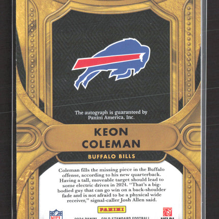 2024 Panini Gold Standard Golden Debuts Keon Coleman #GD-KCN RC Auto /49