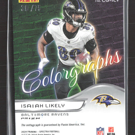 2024 Panini Spectra Prizm Colorgraphs Isaiah Likely #CG-ILY Auto /75
