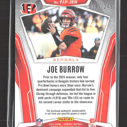 2025 Panini Phoenix Pandora Patch Joe Burrow #PAP-JBW Patch 191/249