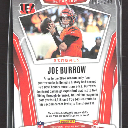 2025 Panini Phoenix Football Pandora Patch Joe Burrow #PAP-JBW Patch 176/299