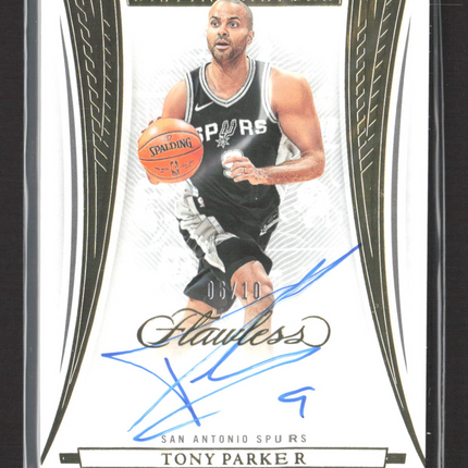 2022 Panini Flawless Distinguished Tony Parker #DA-TPK 06/10 Auto Gold