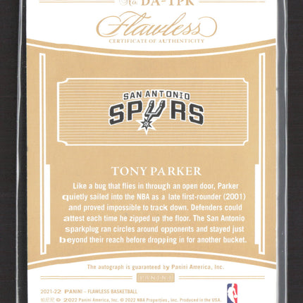2022 Panini Flawless Distinguished Tony Parker #DA-TPK 06/10 Auto Gold