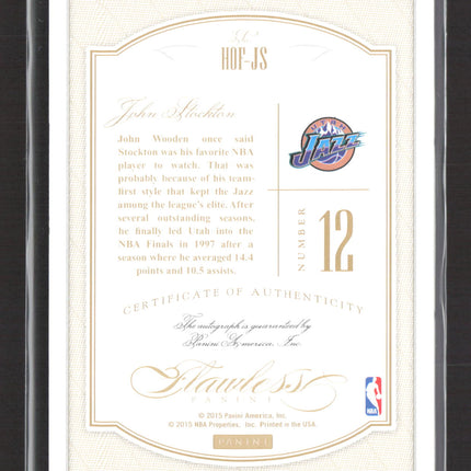 2014 Panini Flawless John Stockton #HOF-JS 05/10 Auto Gold