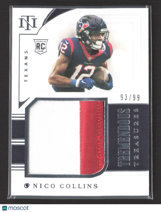 2021 Panini National Treasures Tremendous Nico Collins #TTR-NC RC 93/99 Patch