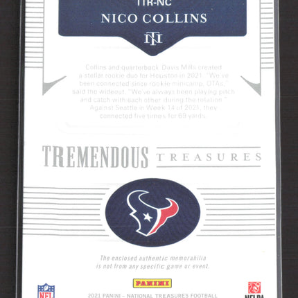 2021 Panini National Treasures Tremendous Nico Collins #TTR-NC RC 93/99 Patch