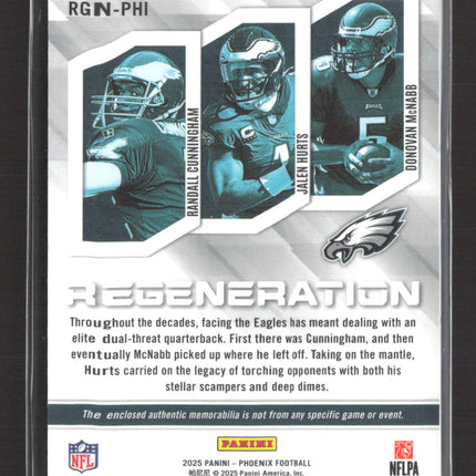 2025 Phoenix Donovan McNabb Randall Cunningham Jalen Hurts #RGN-PHI Triple /199