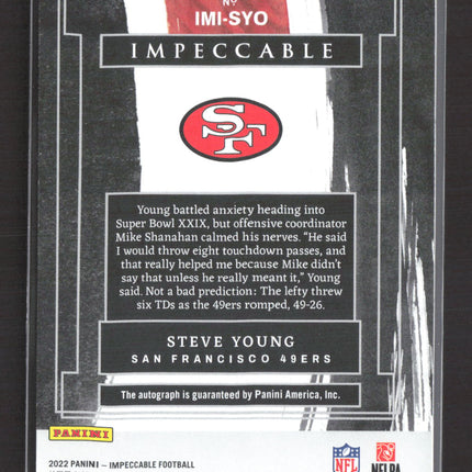 2022 Panini Impeccable Immortal Ink Steve Young #IMI-SYO 24/25 Auto
