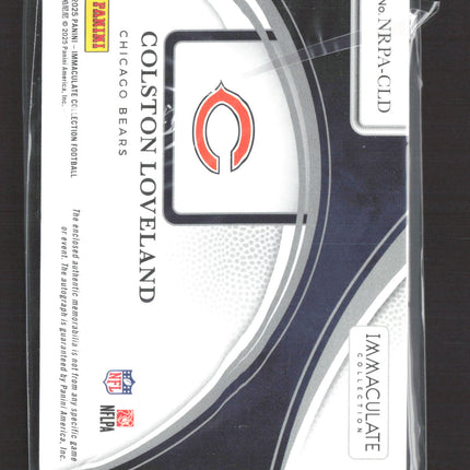 2025 Panini Immaculate Collection Colston Loveland #NRPA-CLD 08/25 Patch Auto