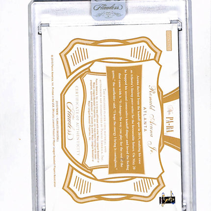 2019 Panini Flawless Ronald Acuna Jr. #PA-RA 19/20 Patch Auto