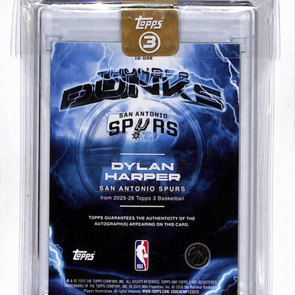 2025 Topps 3 Thunder Dunks Dylan Harper #TD-DHK 11/15 Auto