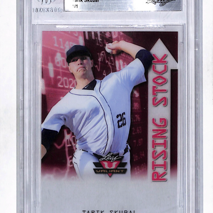 2019 Leaf Valiant Rising Stock Tarik Skubal Clear Red 1/1 Pre-Production Proof