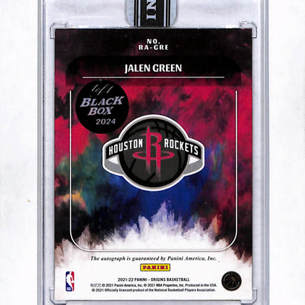 2021 Panini Origins Basketball Jalen Green #RA-CRE Black Box 1/1 RC Auto