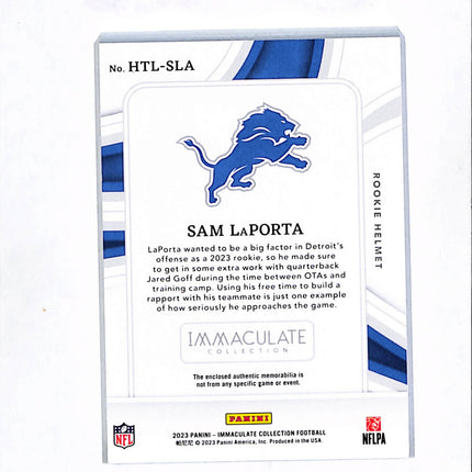 2023 Panini Immaculate Collection Sam LaPorta #HTL-SLA RC Rookie Helmet /17