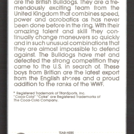 1987 Circle K WWF Supermatch Cards The British Bulldogs #19