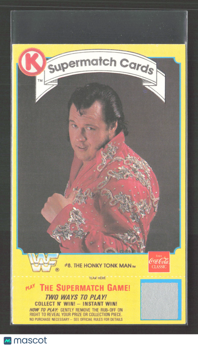 1987 Circle K WWF Supermatch Cards The Honky Tonk Man #8 Scratch-off Game Card