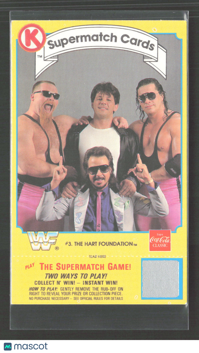 1987 Coca-Cola K-Mart WWF Supermatch Cards The Hart Foundation #3
