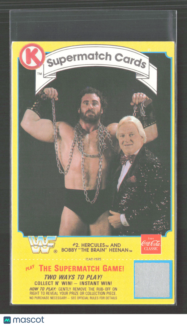 1987 Circle K WWF Supermatch Cards Bobby "The Brain" Heenan Hercules #2