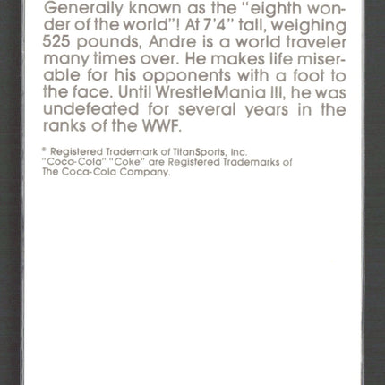 1987 Circle K Coca-Cola WWF Supermatch Cards Andre the Giant #17