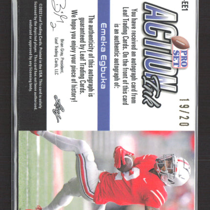 2022 Leaf Pro Set Action Ink Emeka Egbuka #AI-EE1 19/20 Auto