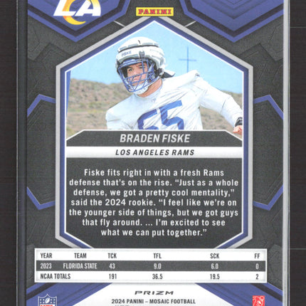 2024 Panini Mosaic Prizm Football Braden Fiske #339 Red RC Auto