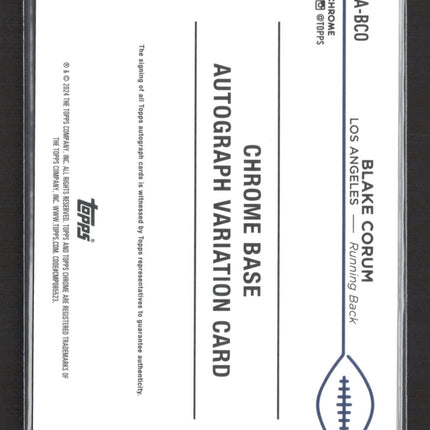 2024 Topps Chrome Blake Corum #RA-BCO Blue Refractor RC 134/150 Auto