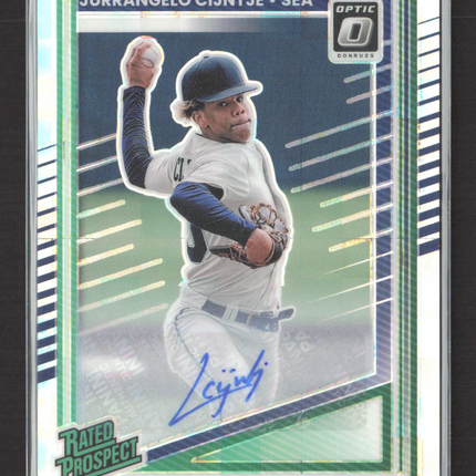 2025 Donruss Optic Prizm Jurrangelo Cijntje #132 Rated Prospect 10/25 Auto