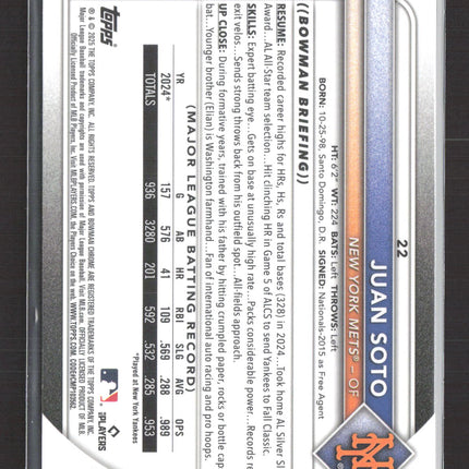 2025 Bowman Chrome Juan Soto #22 Pink Mojo Refractor 007/199