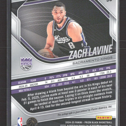2025 Panini Prizm Black Zach LaVine #53 Auto