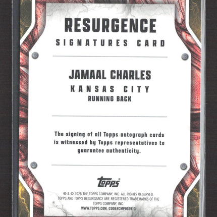 2025 Topps Resurgence Jamaal Charles #RS-JCH Auto Gold /50